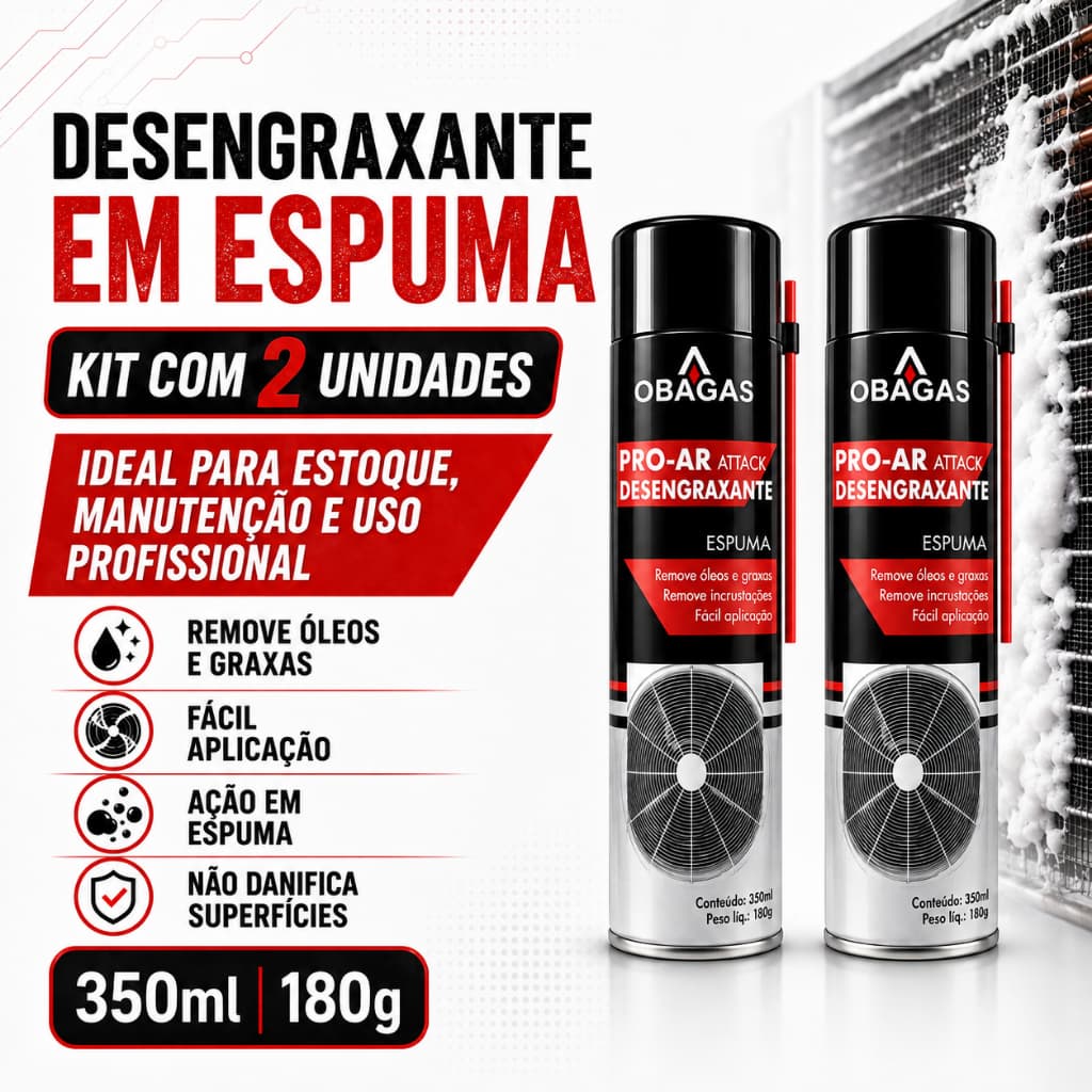 KIT 2 Desengraxante em Espuma Óleos Graxas Incrustações Facil Aplicação