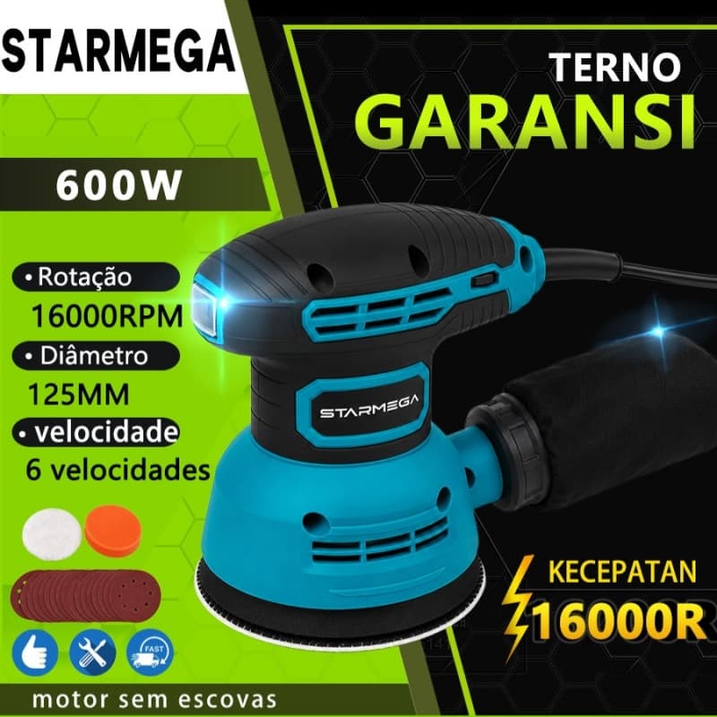 Lixadeira Eletrica Profissional 600W Para Madeira Gesso Parede110V/220V Lixadeira Orbital Roto Trato