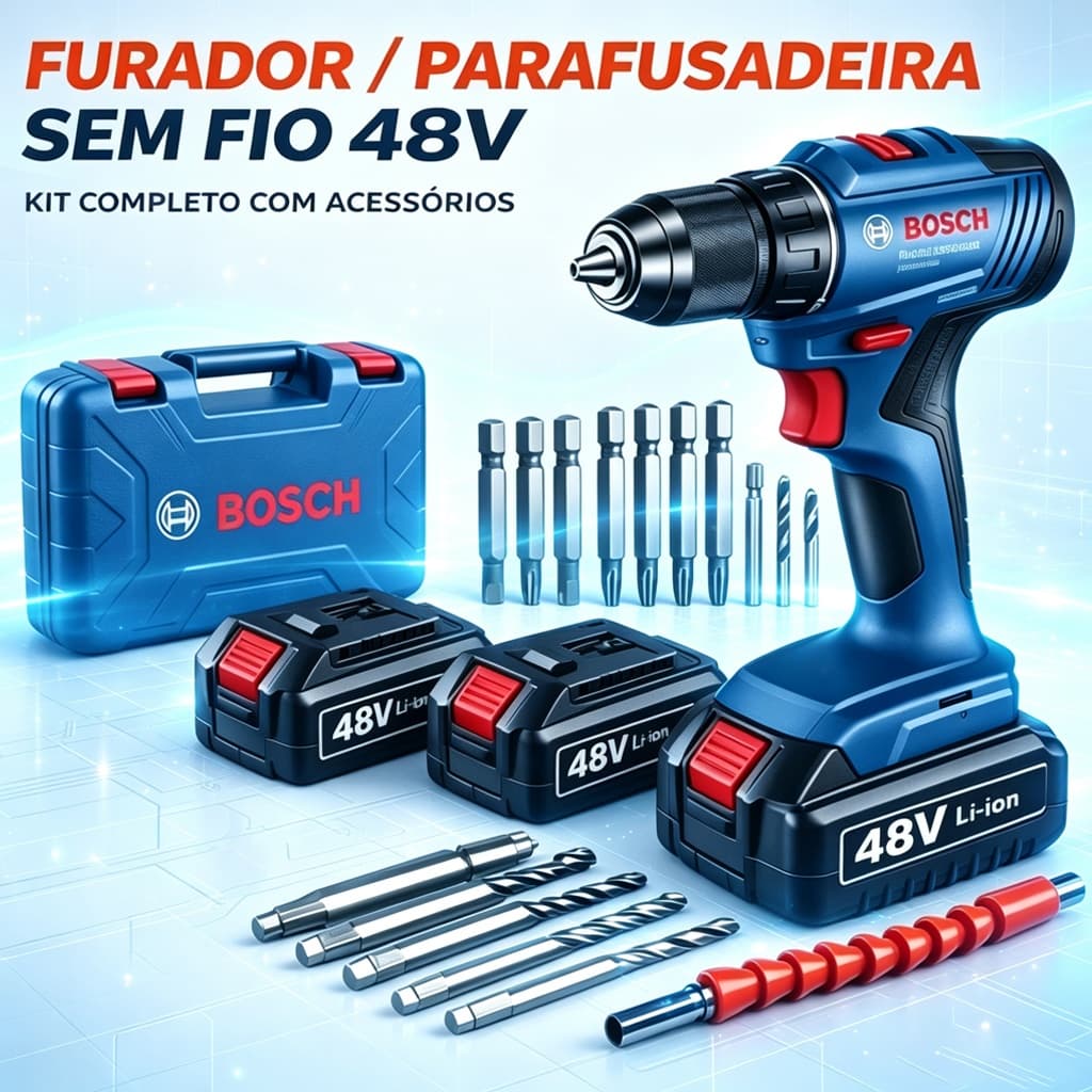 Parafusadeira Furadeira Bosch Profissional 48V Furadeira de Impacto a bateria parafusadeira elétrica