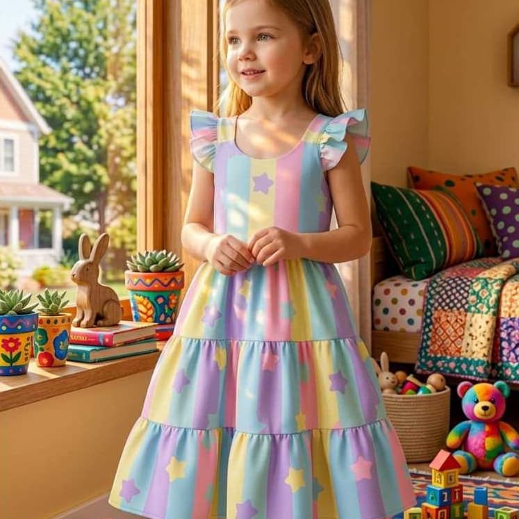 vestido infantil menina con amarraçao nas  costas tres marias