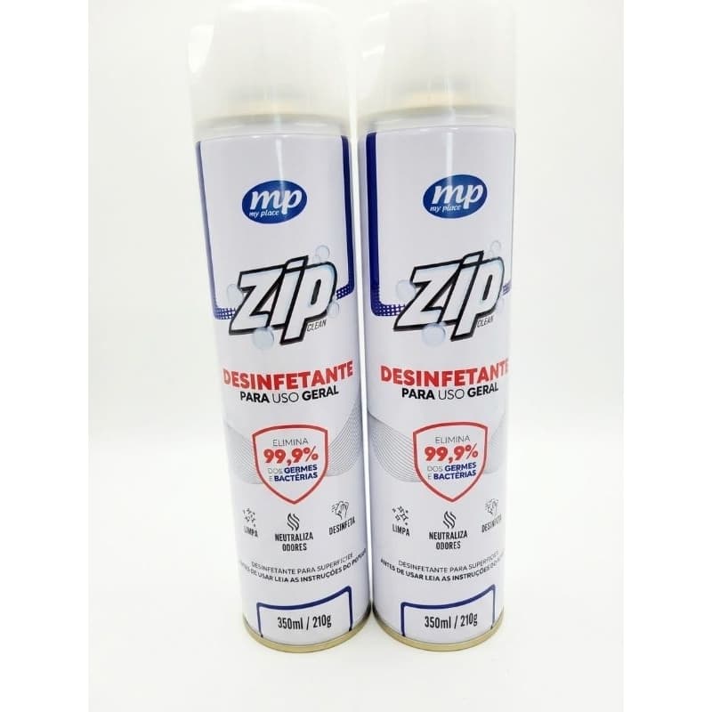 Desinfetante Zip Clean Spray Aerosol 350ml Elimina 99.9% Germes e Bactérias - Kit 1 ou 2 Unidades Envio Imediato