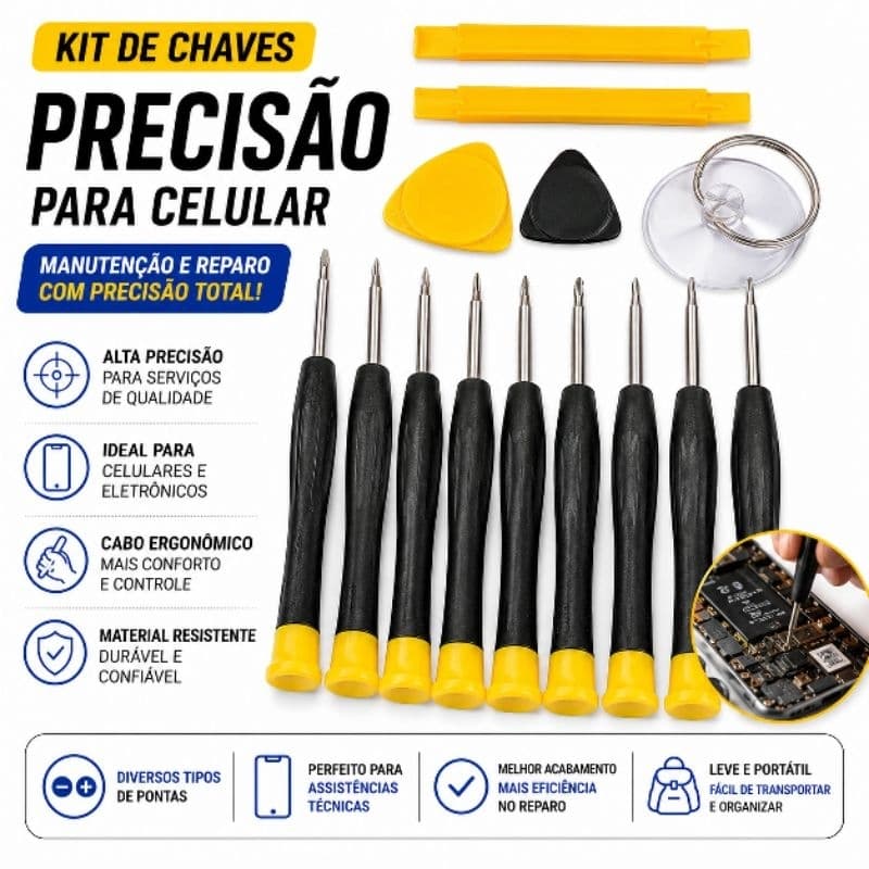 Kit Chaves De Precisão Profissional Manutenção Celular Eletrônicos BOMDER BOM-3108 14 Peças
