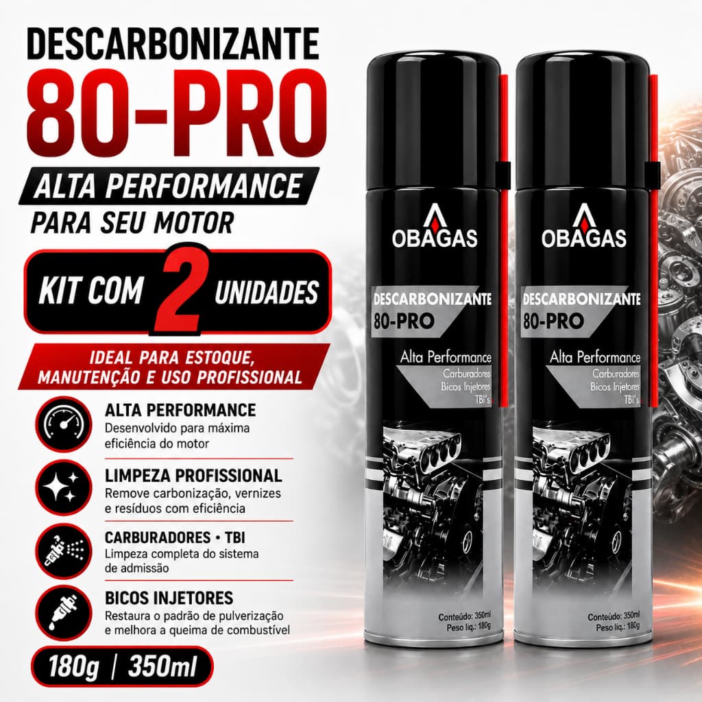 KIT 2 Descarbonizante ObaGas 350ml 180g Carburador Tbi Admissão