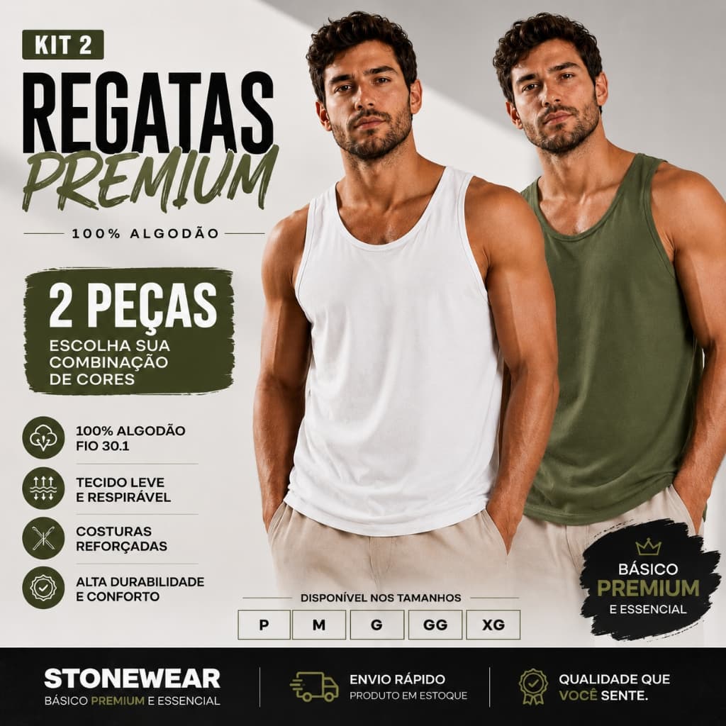 kIT 2 Regata Masculina Premium Stonewear