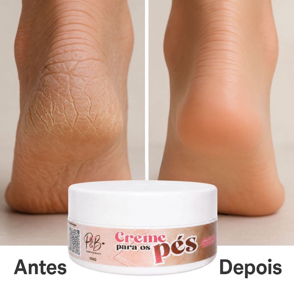 Creme Hidratante Para Os Pés 150g Cuidados Diários com Mãos e Pés Previne Rachaduras P&B Cosmeticos