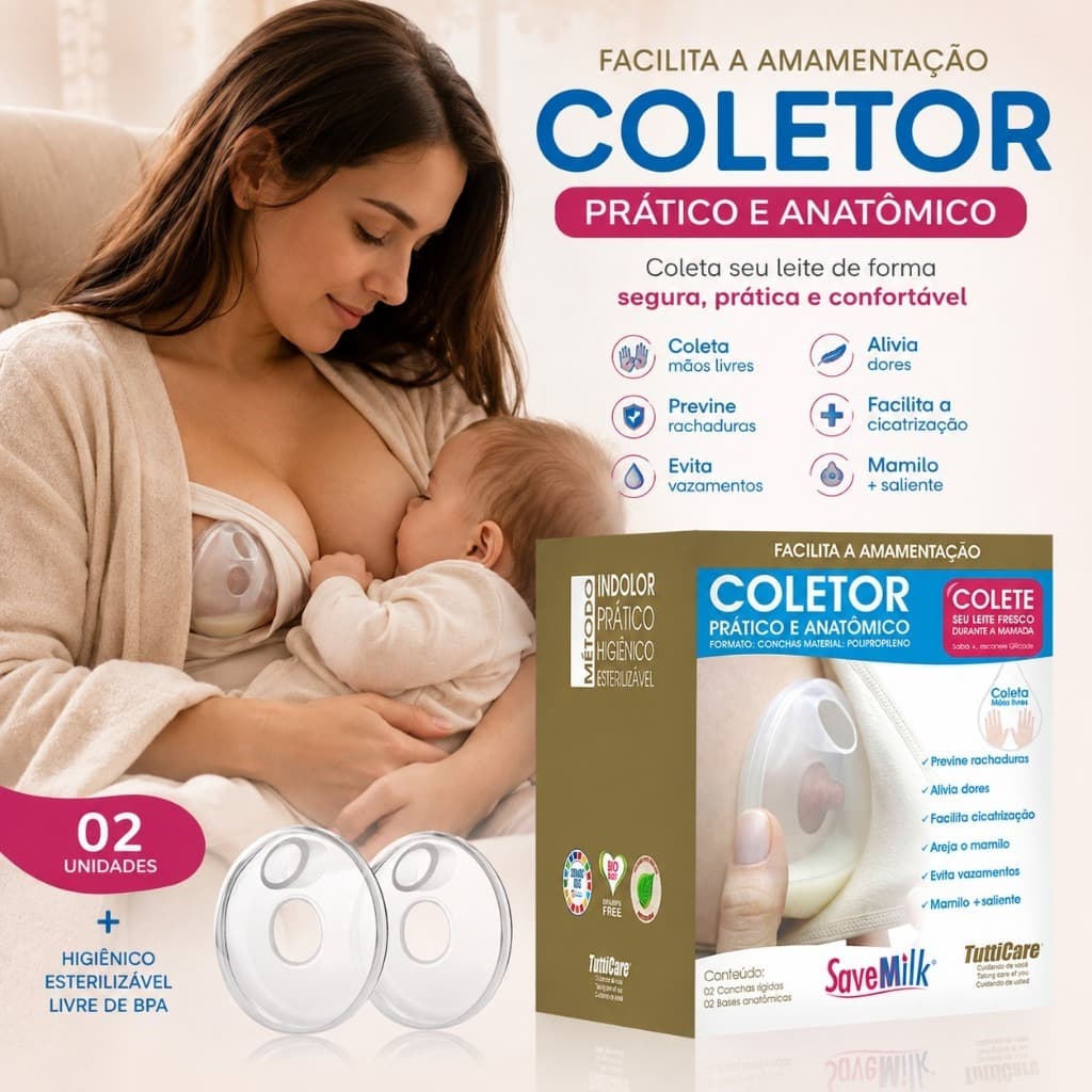 CONCHA DE AMAMENTAÇÃO SAVEMILK COLETOR DE LEITE MATERNO AMAMENTAÇÃO