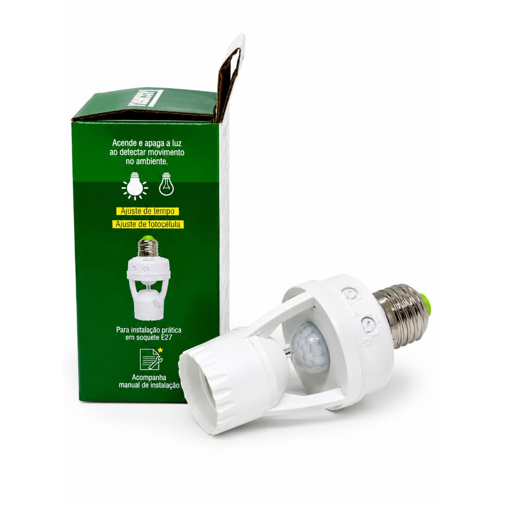 Sensor de Movimento para lâmpada Soquete E27 c/ sensor de presença Bivolt 110V-220V