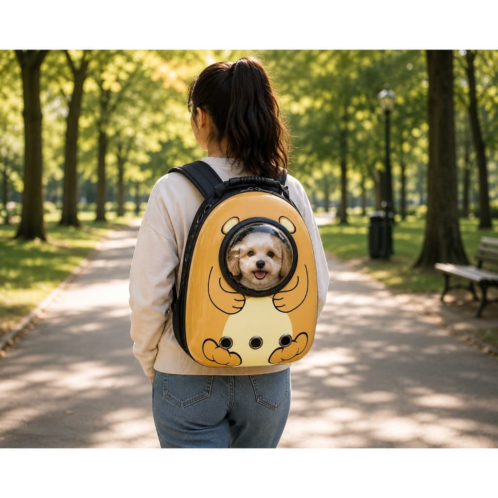 Mochila de Transporte Pet, respirável e com visão Urso
