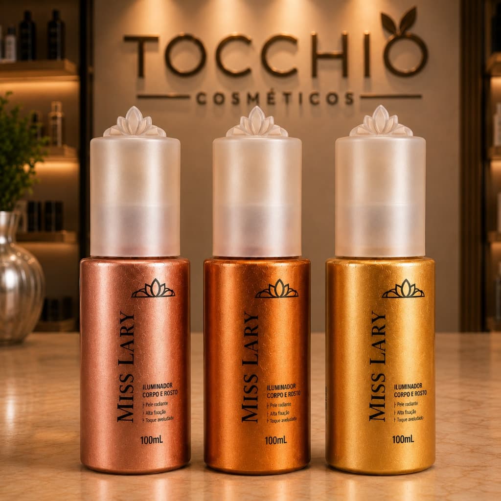 Spray Iluminador MISS LARY Corpo e Rosto Glow Brilho Festa Maquiagem Glow Radiante Instantânea