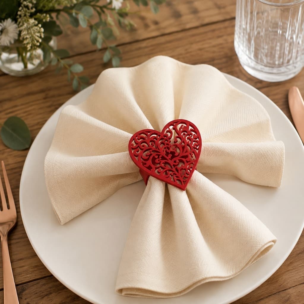 Porta Guardanapo Coração Mesa Posta Anel Argola Decorativo Arabesco Casamento Jantar Festa Kit 4 ou 6 Peças