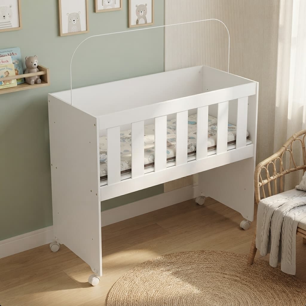 Mini Berço em MDF Para Bebê Recém Nascido Infantil Quarto Chiqueirinho