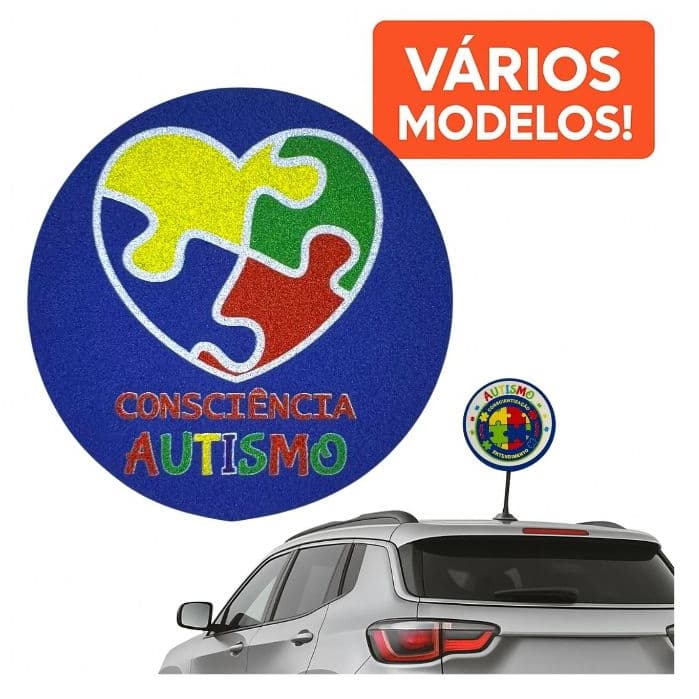 Ponteira Enfeite Antena Simbolismo Autismo - Espectro Autista - Azul - Carro e Moto
