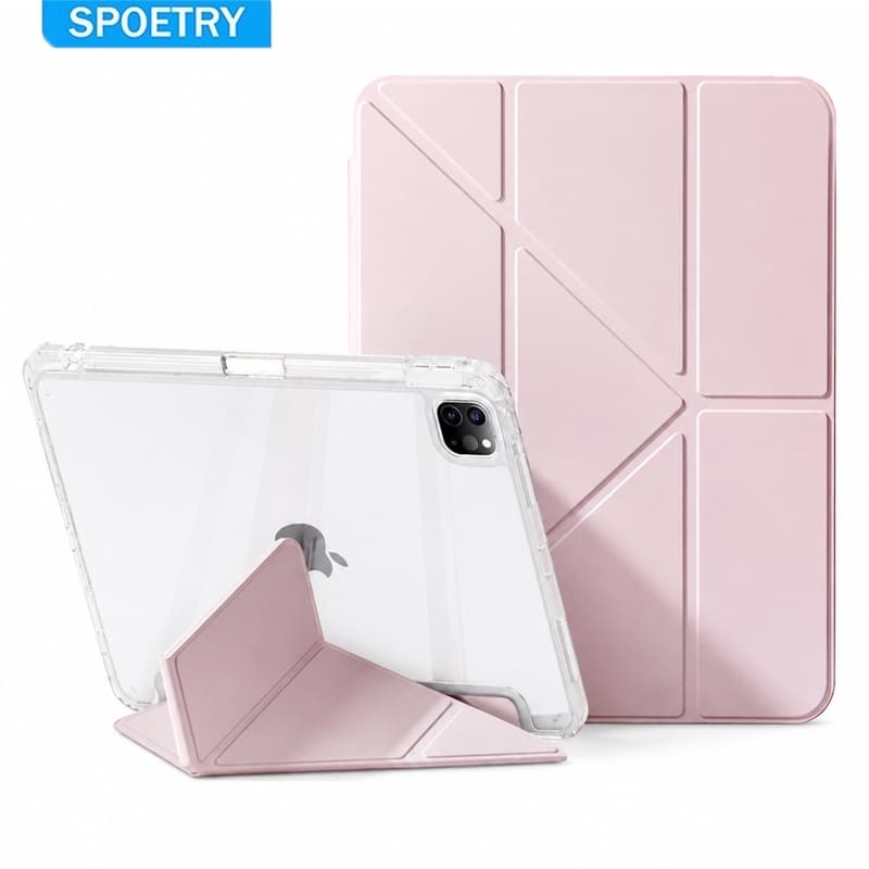 SPOETRY Capa Y Dobrar HD Acrílica c/ Slot Caneta Para iPad 9/8/7/10ª/Air 4/5/6/Pro 11" 2018/20/21/22 10.2" 10.9" 11"