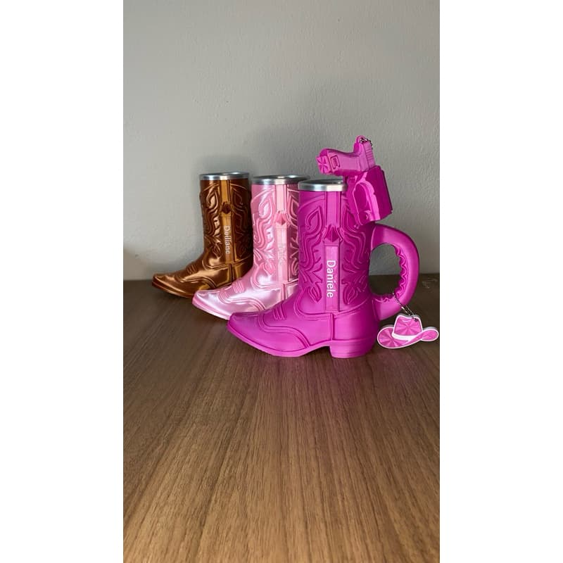 Caneca bota personalizada + abridor de latas / Bota copo Boiadeira