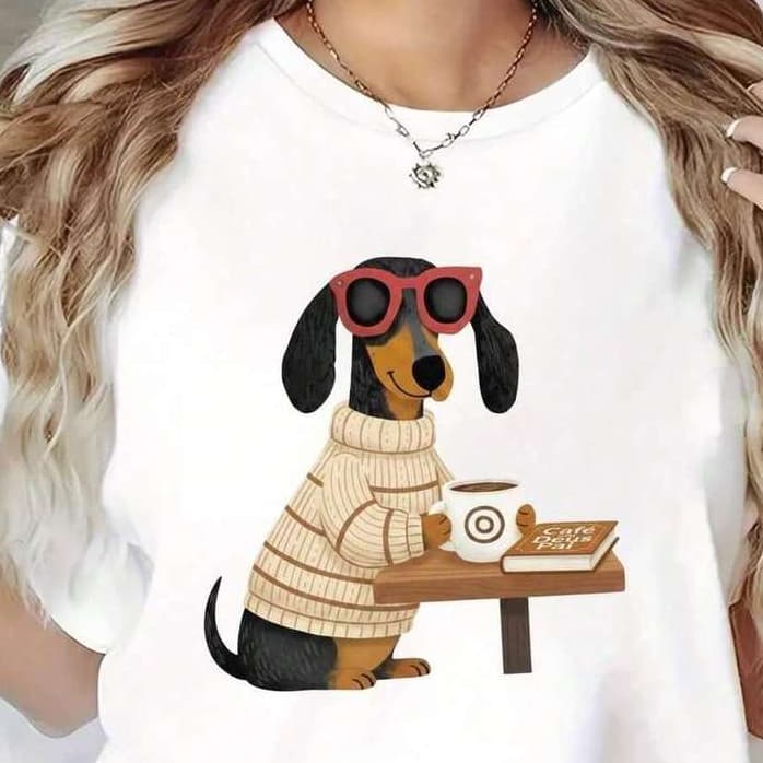 Camiseta Feminina Camiseta Com  Estampada Pets Camiseta Para Amantes De Pets Qualidade Conforto estilo Blusa  Feminina