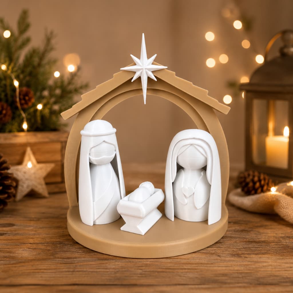 Kit Presépio de Natal Sagrada Família com José Maria e Menino Jesus Decoração Natalina para Mesa Estante Sala Presente