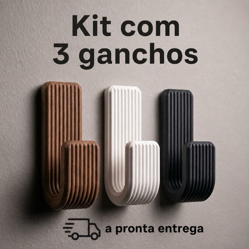 Kit 3 Ganchos de Parede Adesivos 3M Organizador Multiuso Sem Furo