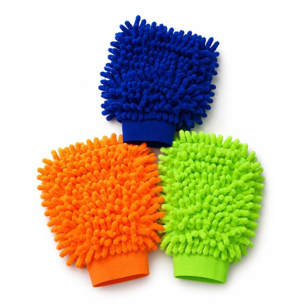 Luva Microfibra Chenile Microfibra e pincel Lavar Carro e Limpeza Multiuso Resistente