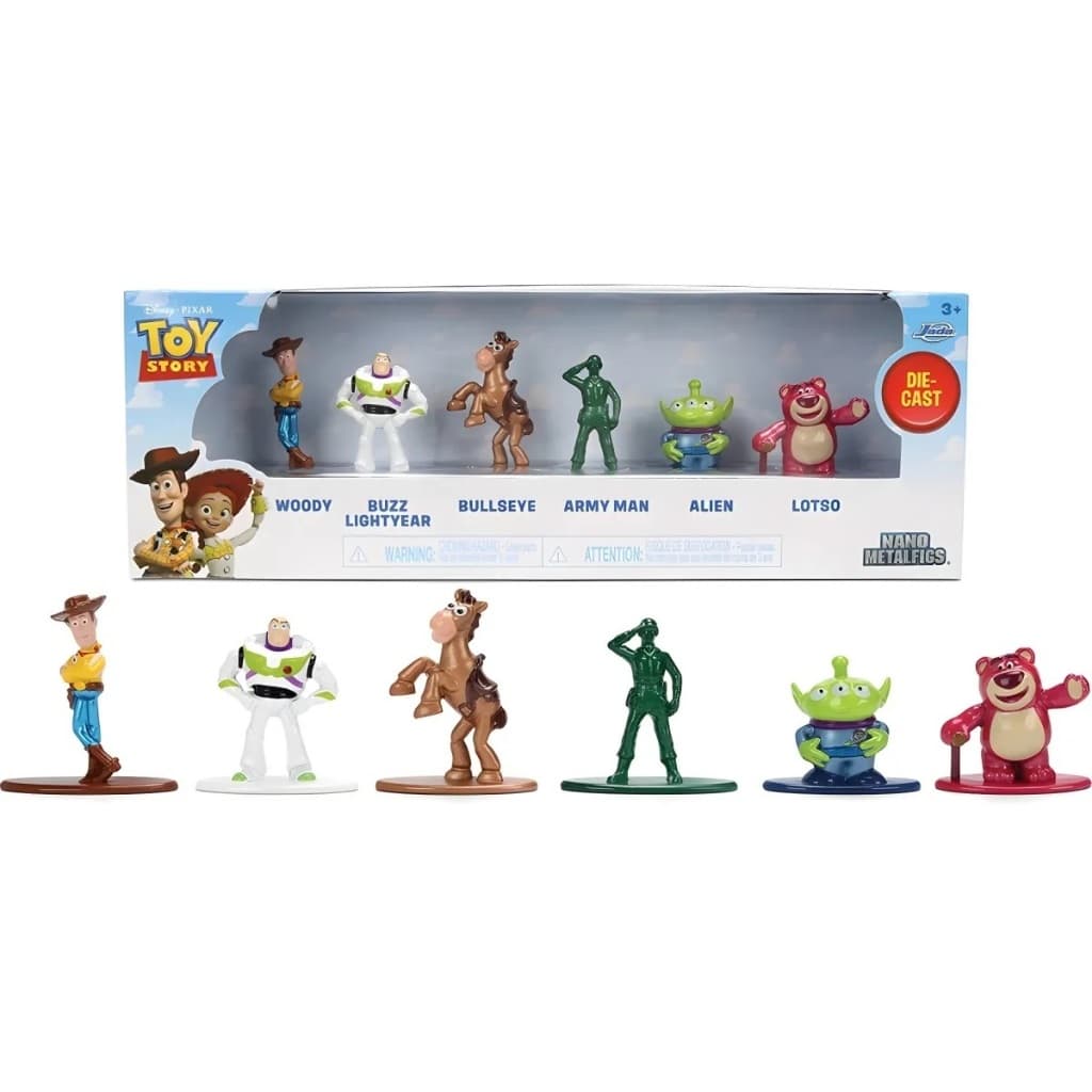 Kit 6 Miniaturas Toy Story Nano Metalfigs Xerife Woody Buzz Lightyear e Brinquedos Jada Toys