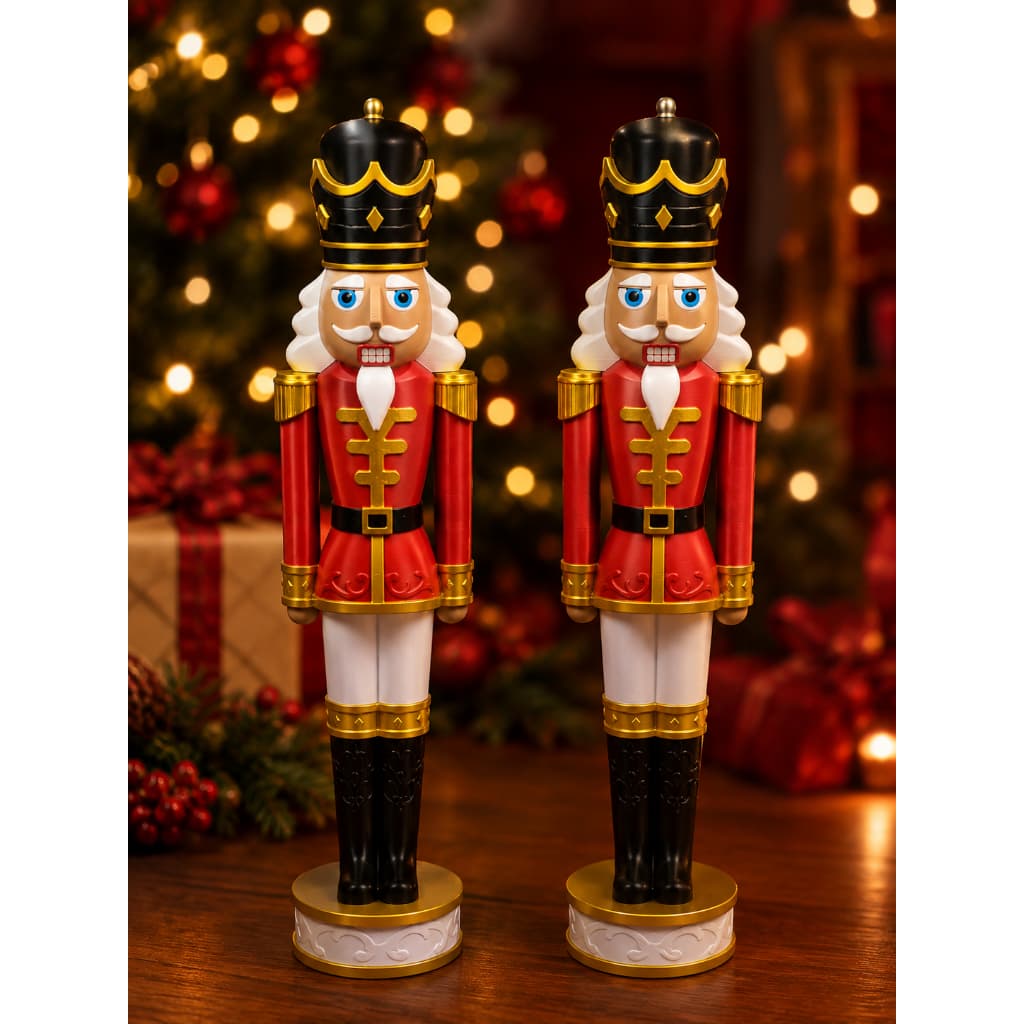 Kit 2 Estátuas Quebra-Nozes Decorativo Natal 38cm
