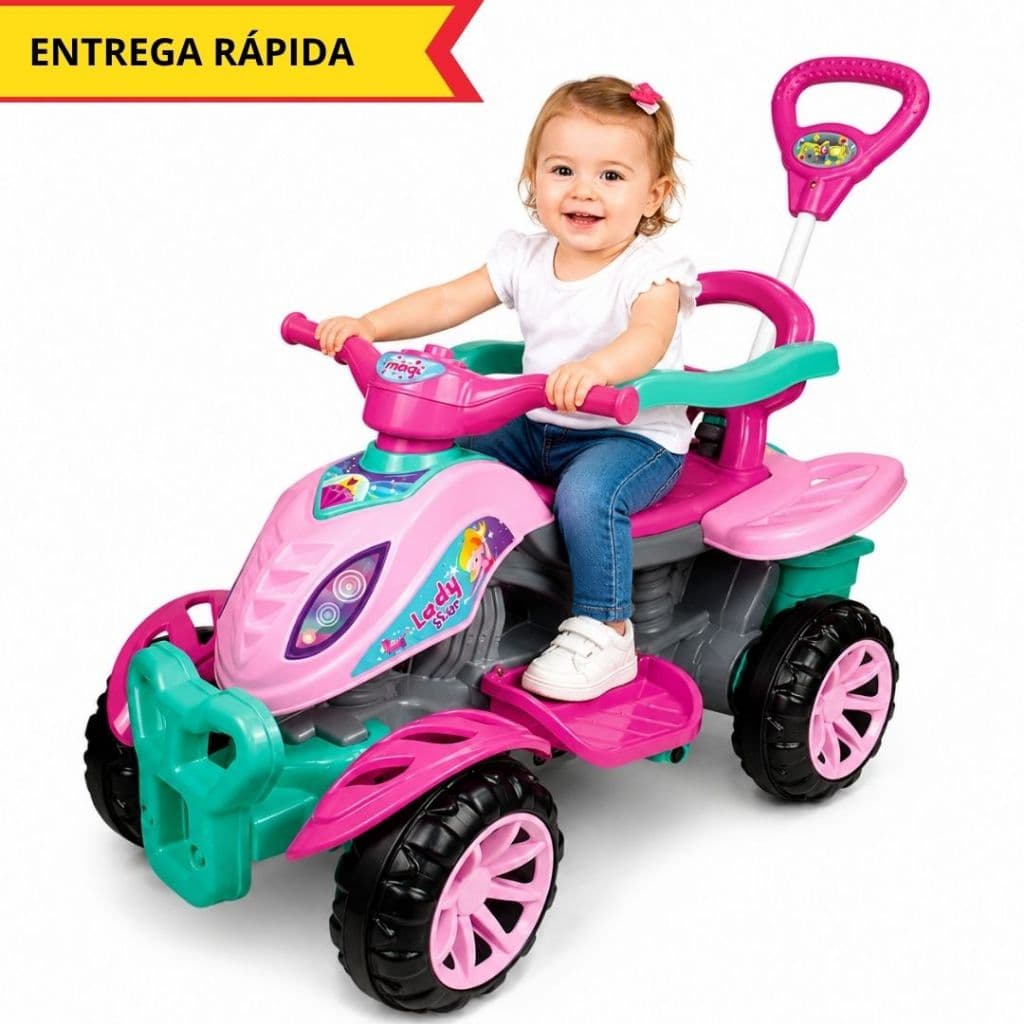 Carrinho Quadriciclo Infantil Com Pedal E Haste