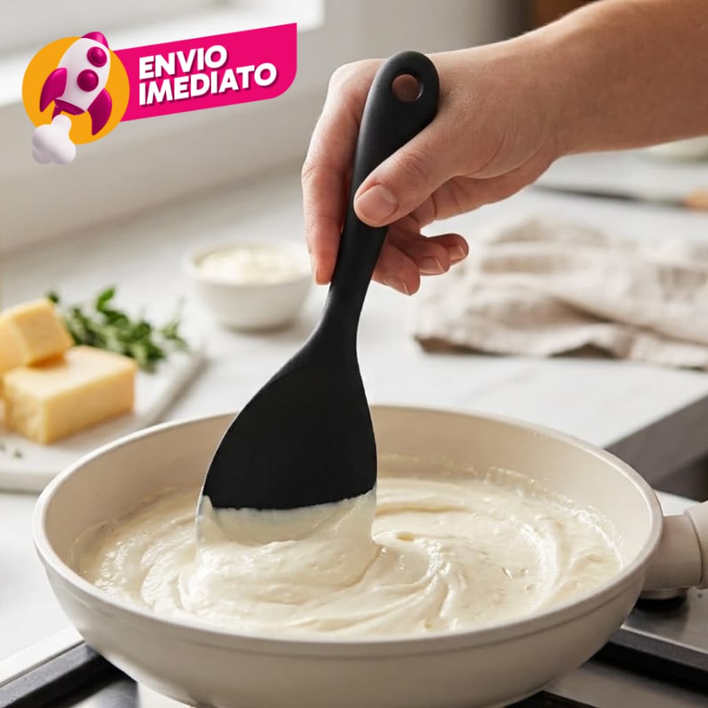 Colher Arroz Silicone Panela Elétrica Antiaderente Preparar Mexer Servir Cozinha Gourmet 23cm