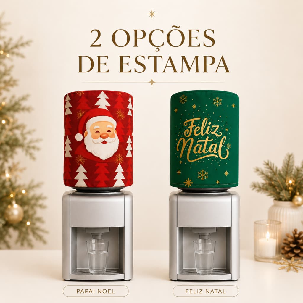 Capa Para Galão 20 Litros Natalina Estampada Decoração Natal Cozinha Mesa Bebedouro Lavável