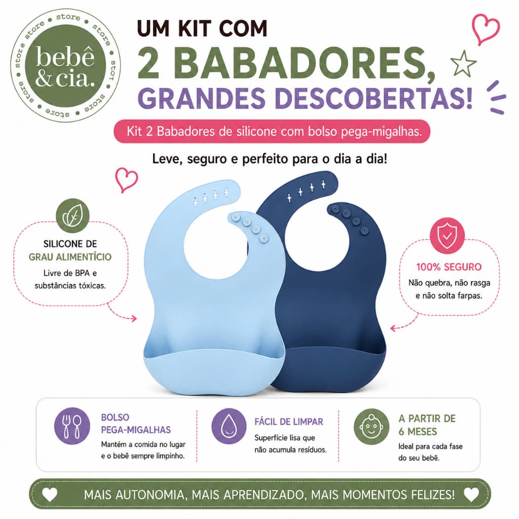 KIT BABADOR de SILICONE - 2 PEÇAS AZUL