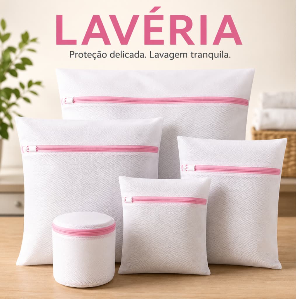 Kit Sacos para Lavar Roupas na Máquina LAVÉRIA 3 Peças Protetor de Roupas Delicadas Lavagem