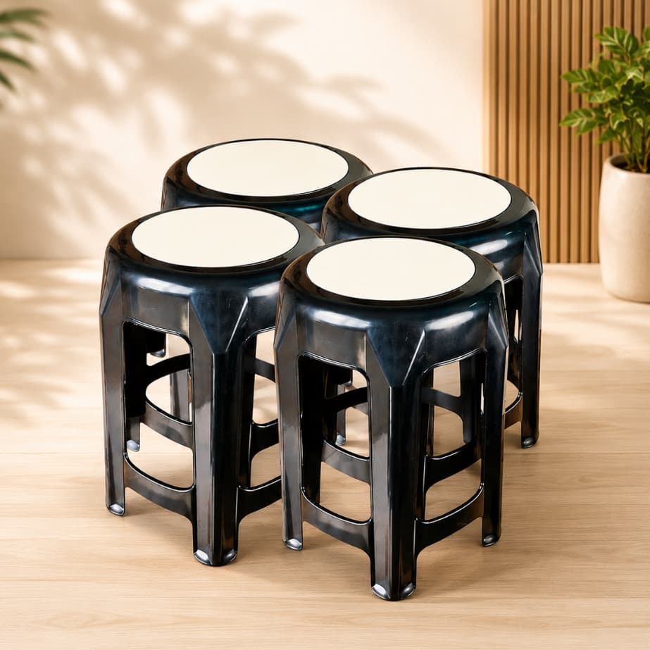 Kit com 04 Banquetas com 6 Pés Resistente Reforçada Empilhável