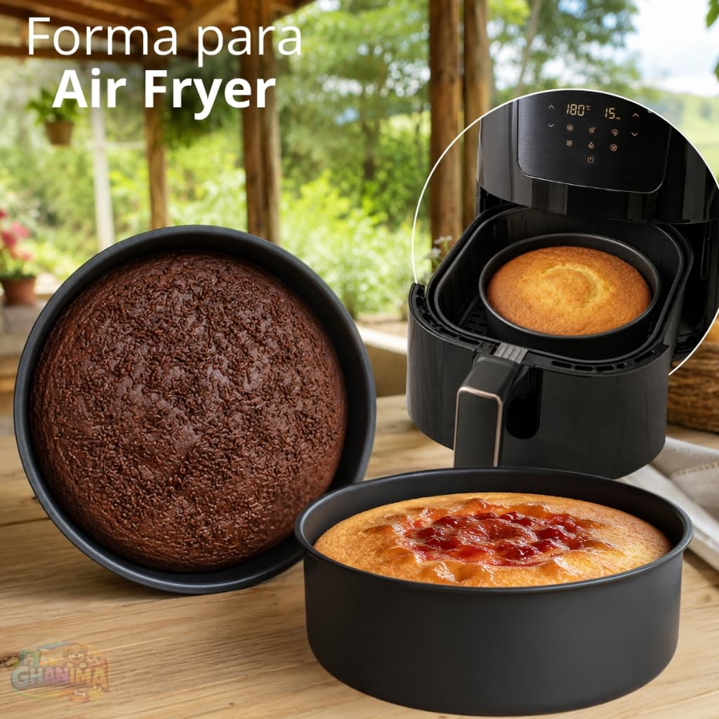 Forma Assadeira Redonda para Air Fryer e Forno Assadeira para Bolo Torta Antiaderente 18CM Aluminio