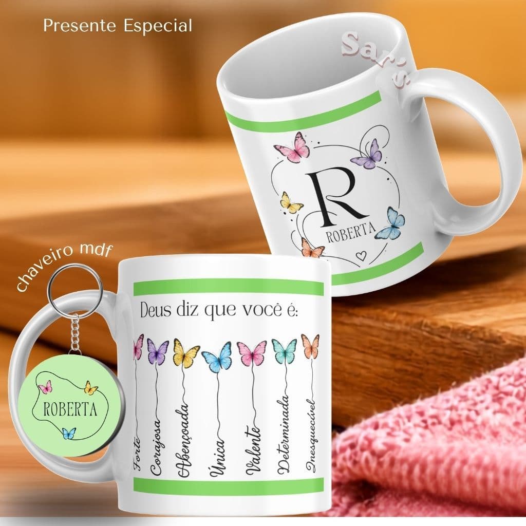 Caneca Personalizada 325ml Gospel + caixa presente + chaveiro personalizado mdf - Xícara Porcelana