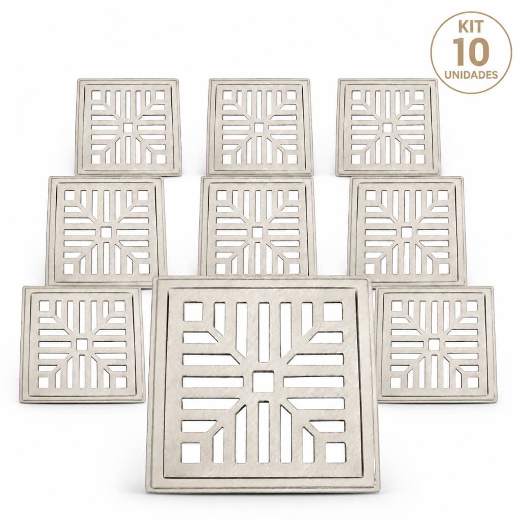Kit 10 Ralo Grelha Quadrada 15x15 com caixilho AC GRELHAS