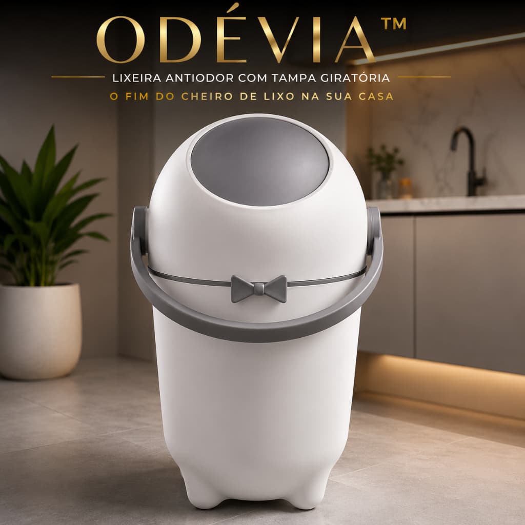Lixeira Antiodor ODÉVIA™ 10L Tampa Giratória Branca | Lixo Banheiro Cozinha Fralda Bebe Pet
