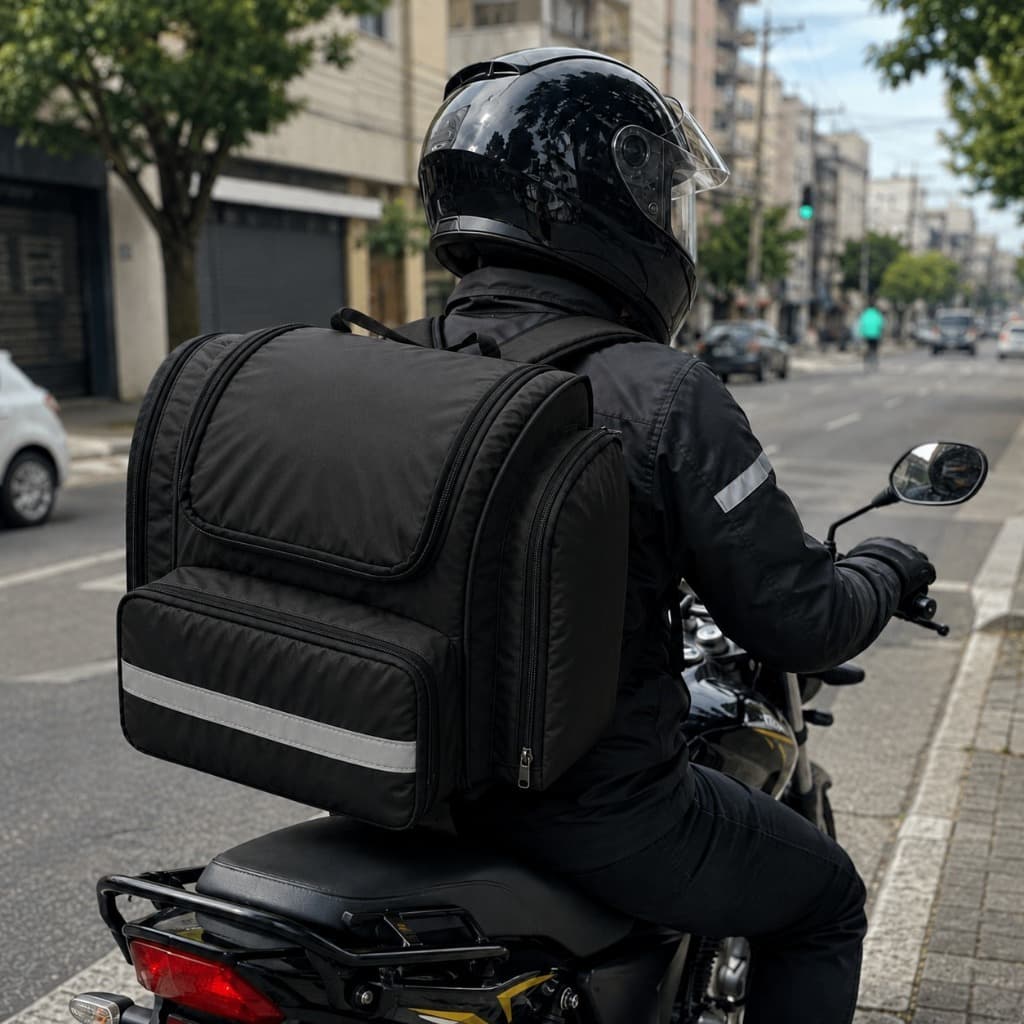 Bag 99Food Para Delivery Motoboy Entrega Moto e Bicicleta Prende no Baú 75 Litros Preta