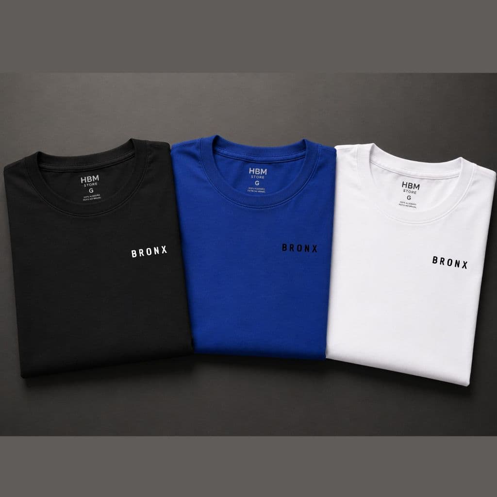 Kit 3 Camisetas Masculinas 100% Algodão Confortável Manga Curta Gola Redonda Lançamento Casual Uso Diario Unissex