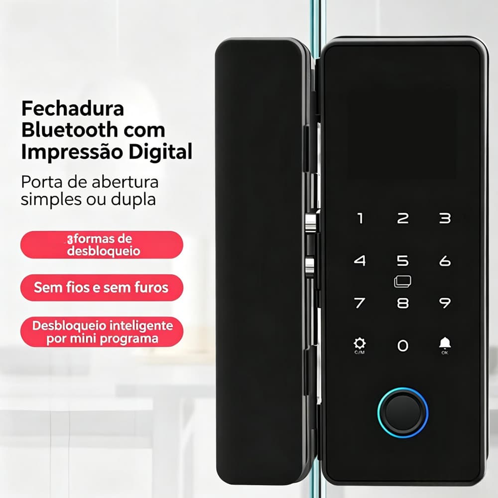Fechadura Digital de Sobrepor com Biometria, Senha e Tag – Com Teclado Touch Casa Inteligente -M4