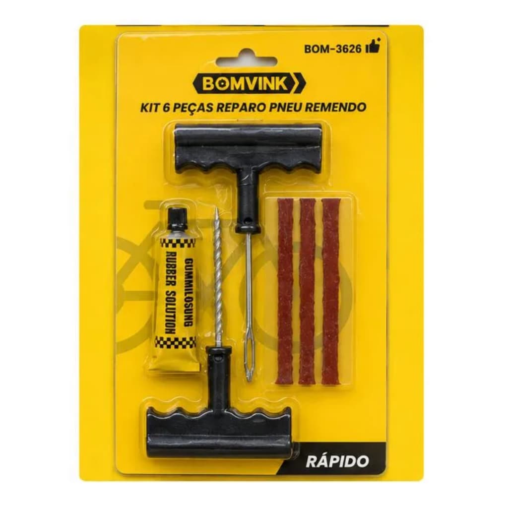 Kit 6 Peças Pneu Reparo Remendo Carro Moto Macarrão