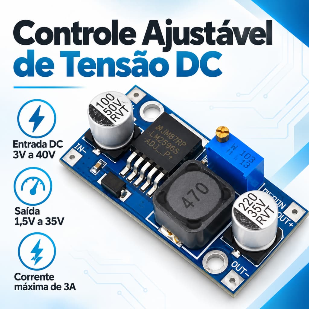 Regulador De Tensão Ajustável Step Down Buck Dc Lm2596 3a