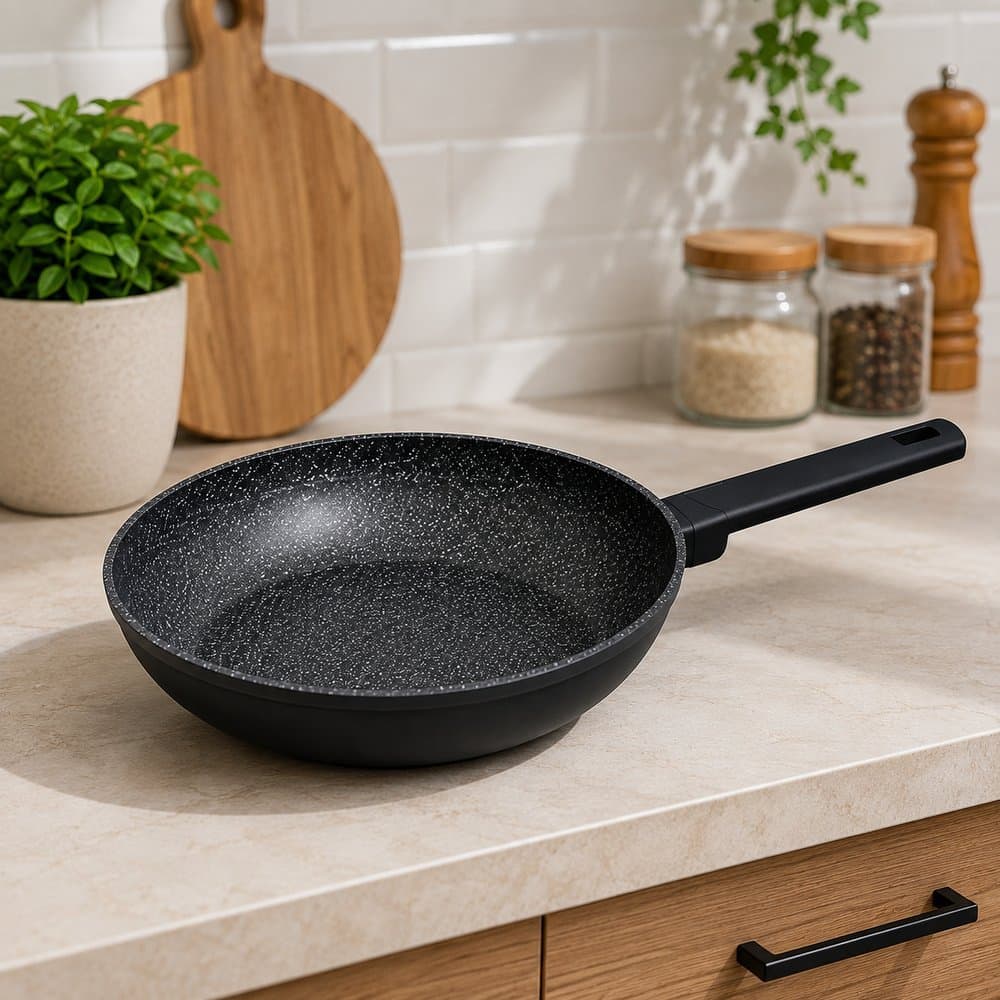 Frigideira Revestida Cerâmica Antiaderente 28cm Fogão Indução e Gas Preta