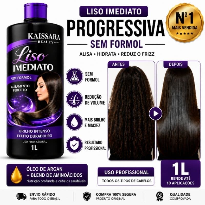 Progressiva Kais Sem Formol 1L Liso Imediato Alinhamento Capilar