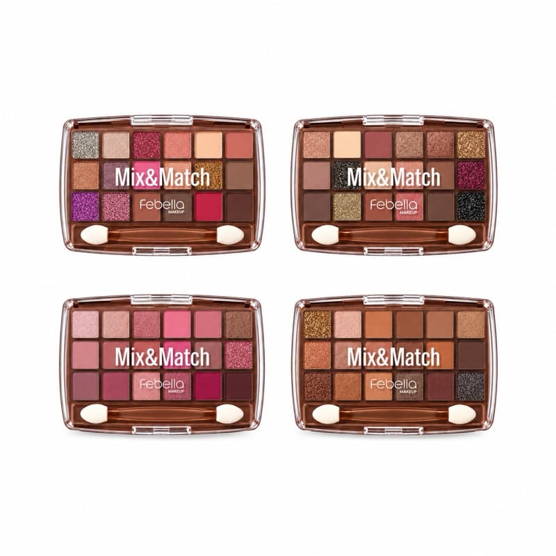 Kit 2 Paletas de Sombras Febella Mix&Match 36 Cores + Lip Tint Pinks 3 em 1 9ml + Brinde