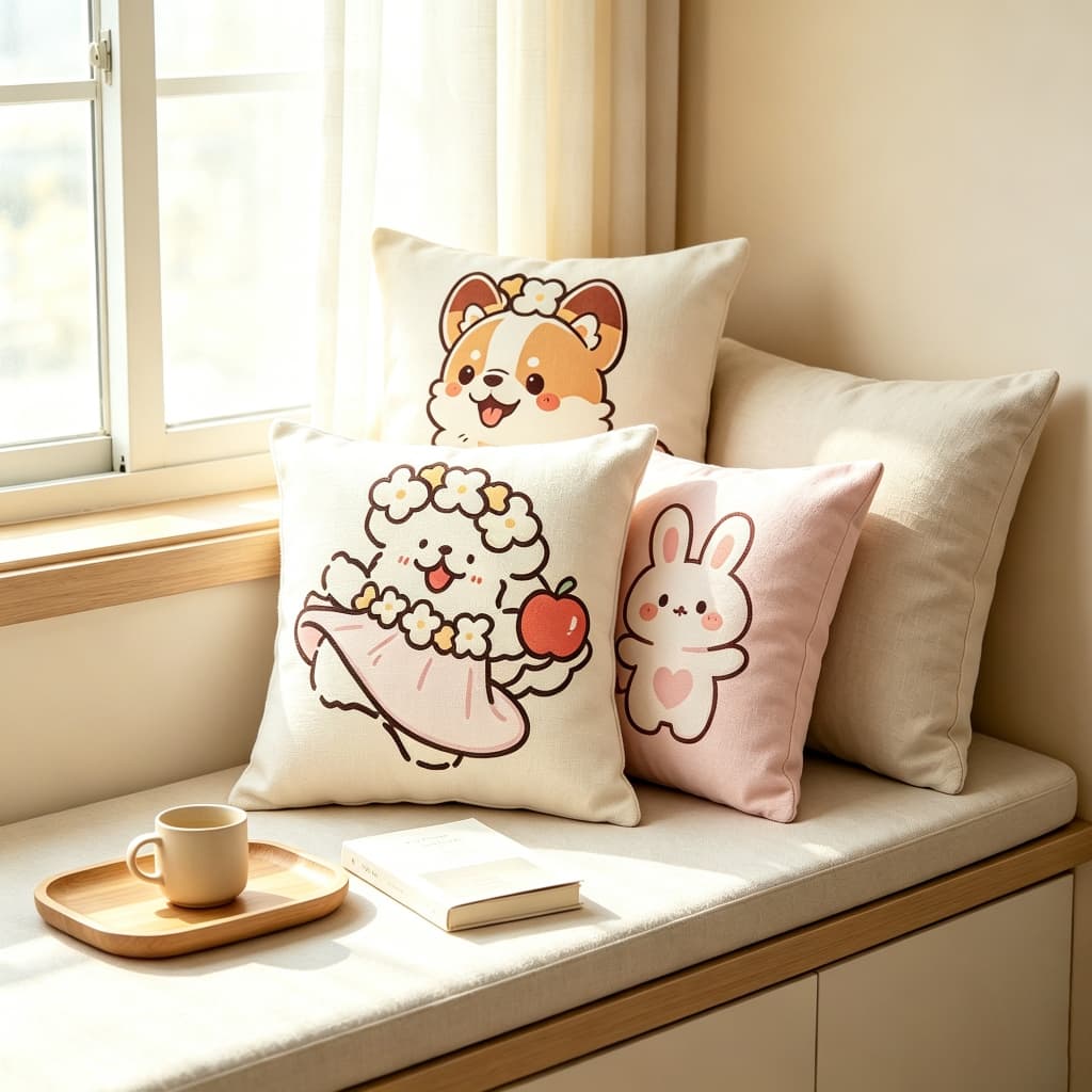 Almofada Decorativa Cute Fofas 45x45 Frente Única Dupla Face Poliéster Enchimento Incluso Sofá Quarto Decoração Infantil