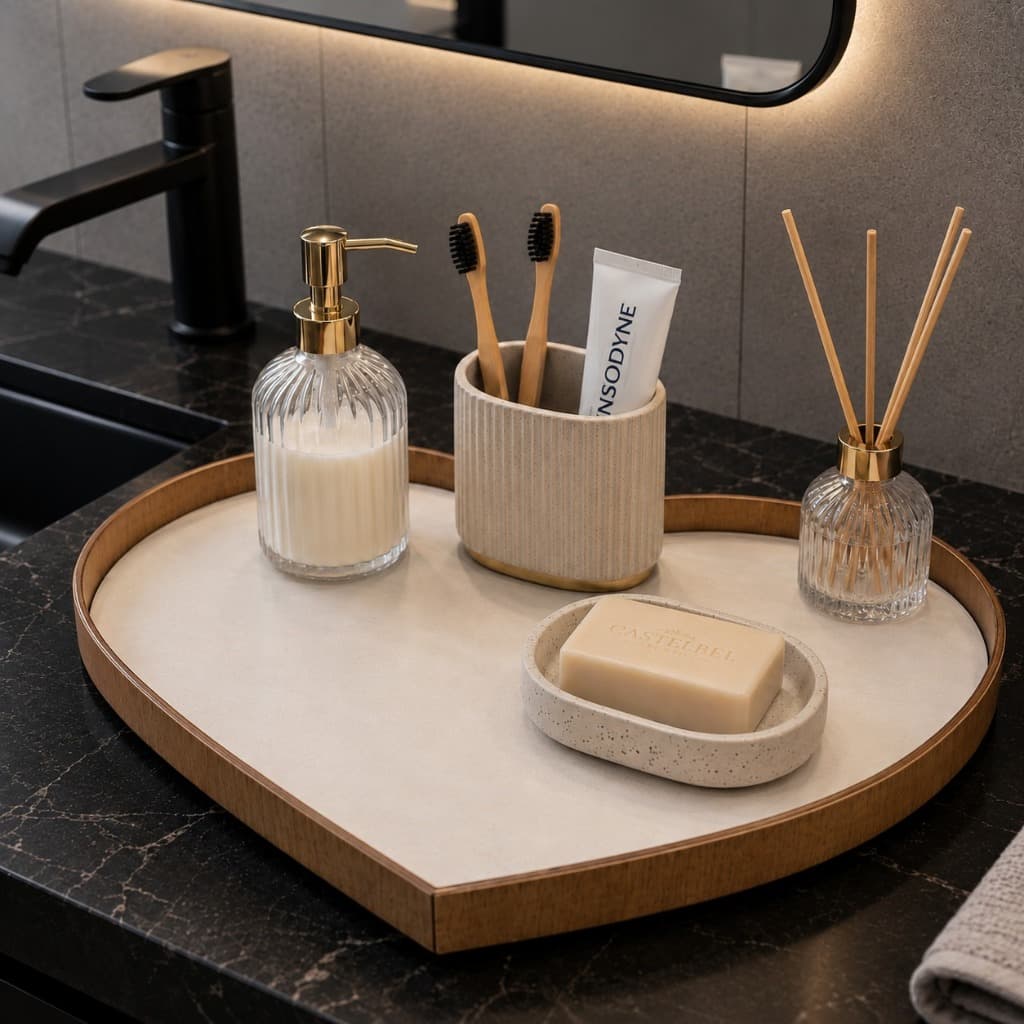 Bandeja Coração Decorativa 36cm Grande para Sala Quarto Aparador Mesa Centro Penteadeira Lavabo Porta Perfumes