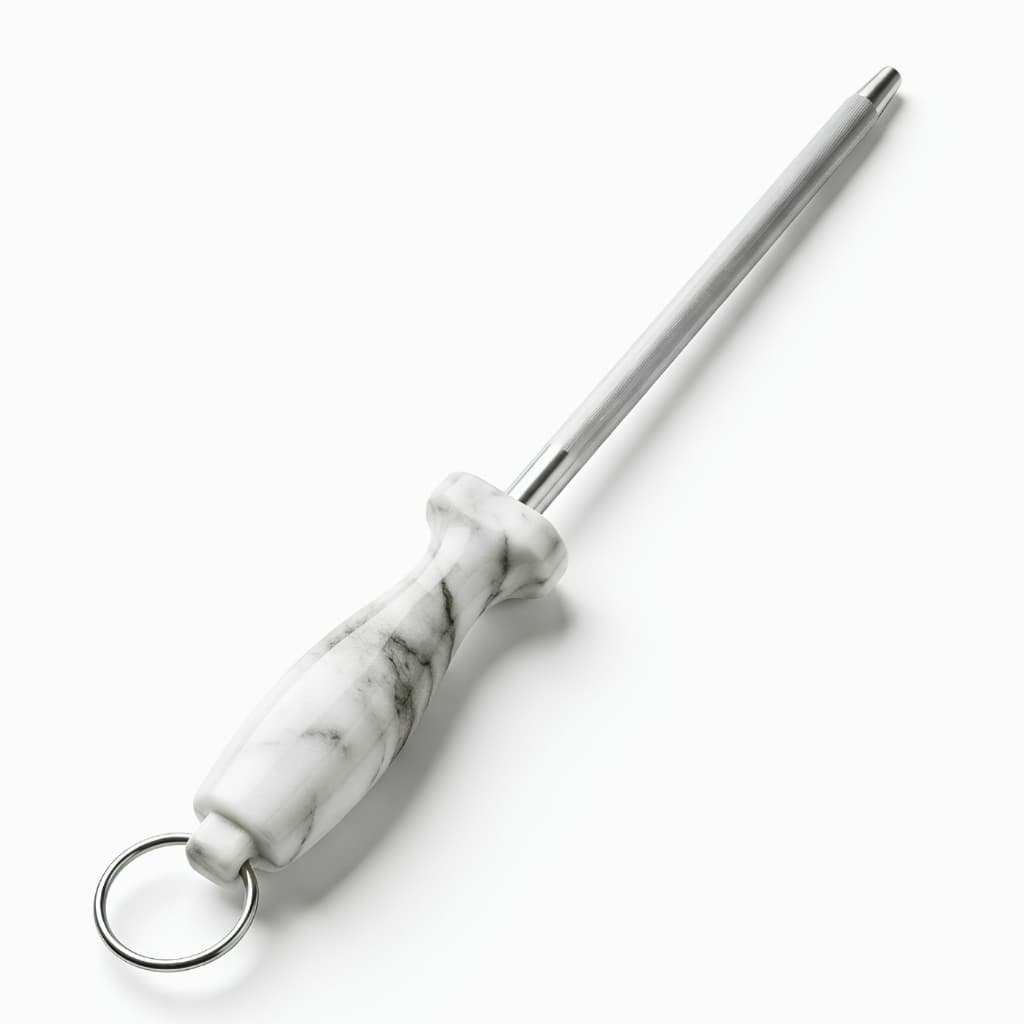 Afiador de Facas Chaira 29cm Inox Manual Branco – Amolador p/ Cozinha Profissional e Doméstica