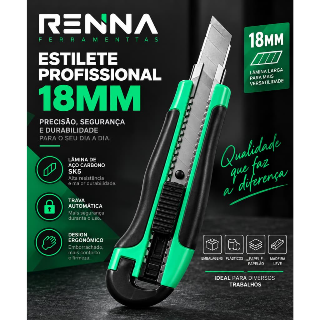 ESTILETE TRAVA RETANGULAR RENNA (PROFISSIONAL)