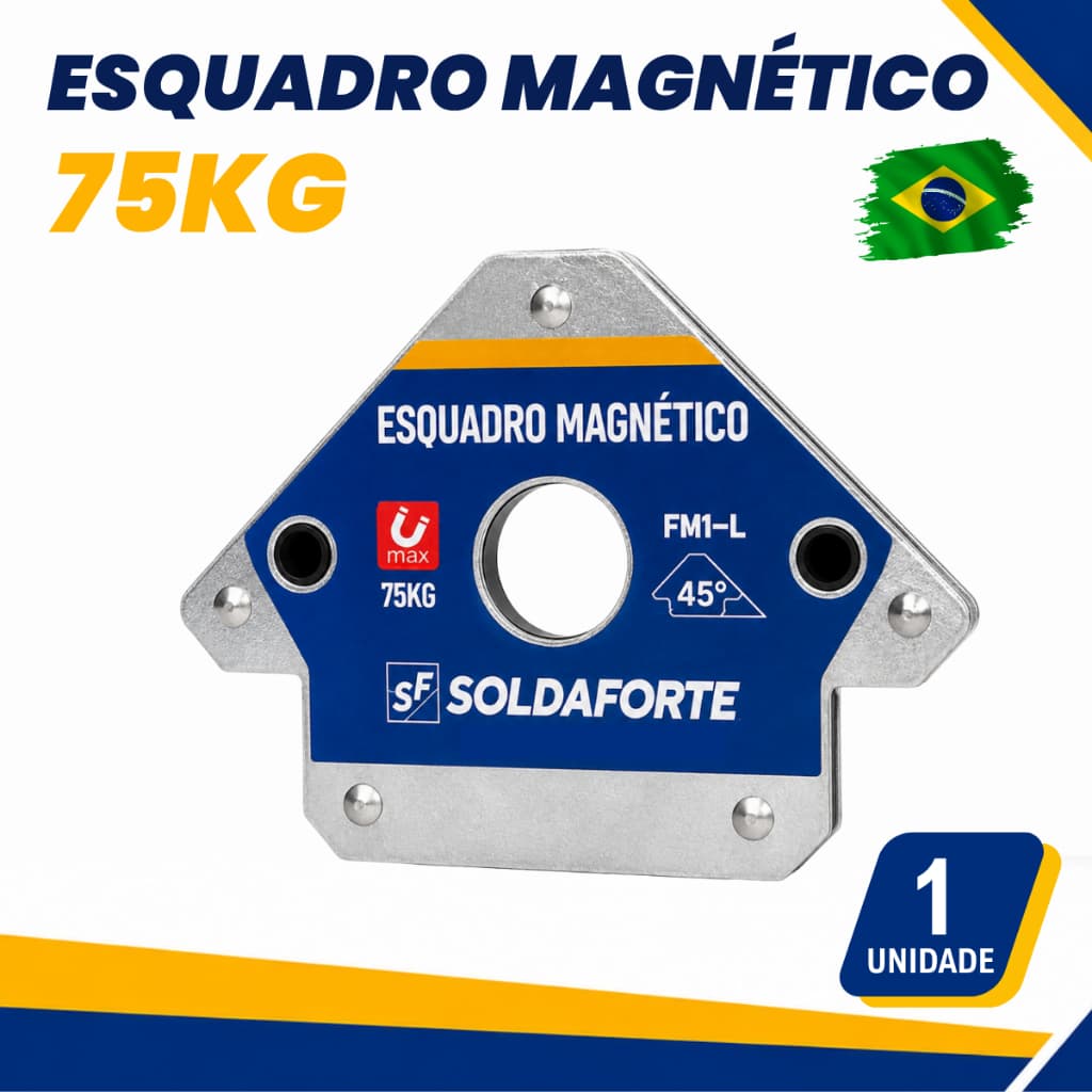 Esquadro Magnético para Solda 75kg - Soldaforte