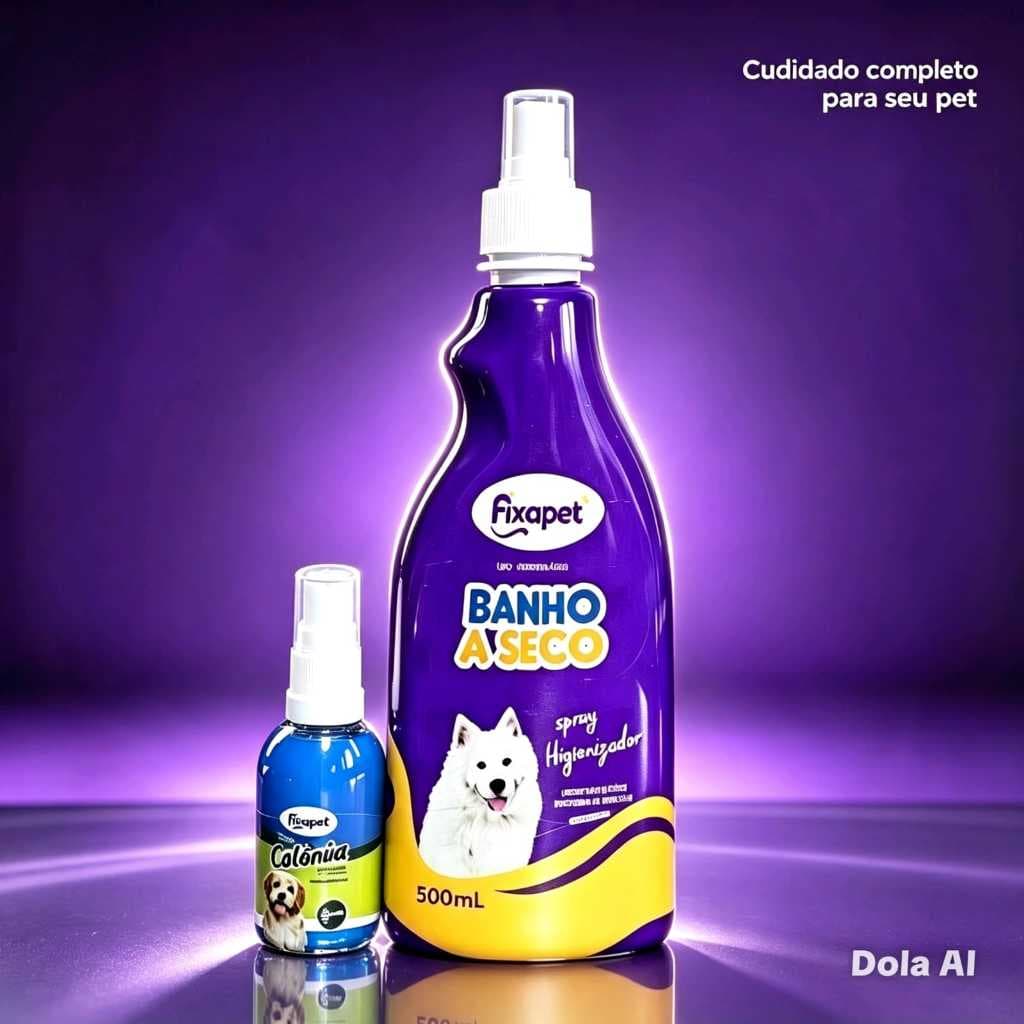 Banho a seco para cães fixa pet Kit banho a seco 500ml e colônia 60ml