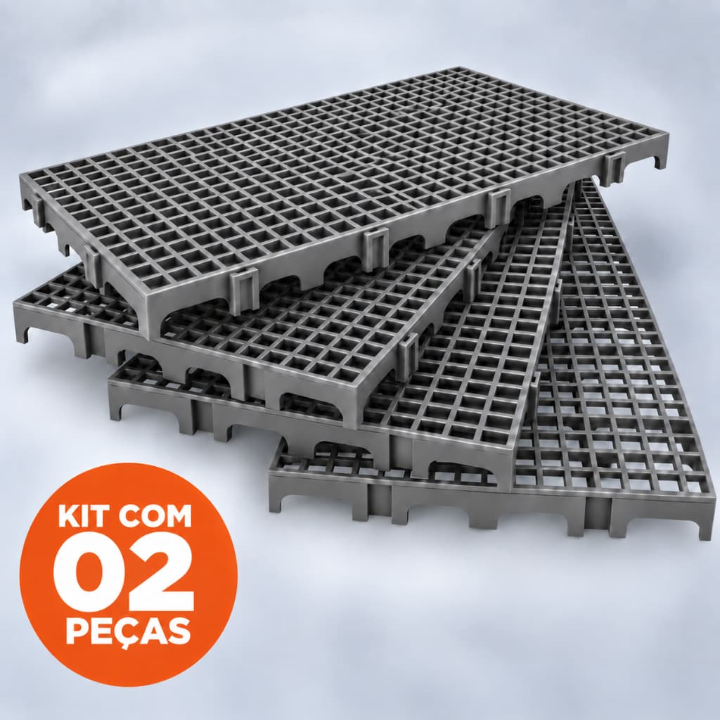 Kit 12 - 8 - 2 Peças Palete Estrado Piso Plástico Modular Montável Cinza Deck Camara Fria Pet Shop