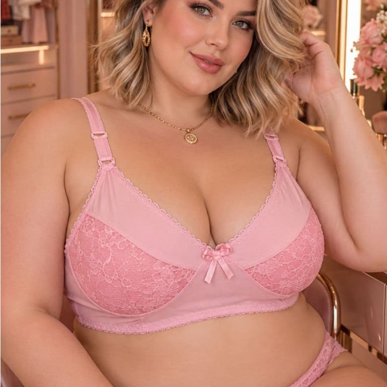 Sutia sem Bojo com Detalhe em Renda Adulto Alça Reforçada Plus Size Marlene